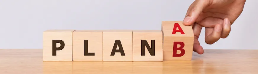 Des cubes qui indiquent les mots plan A et plan B