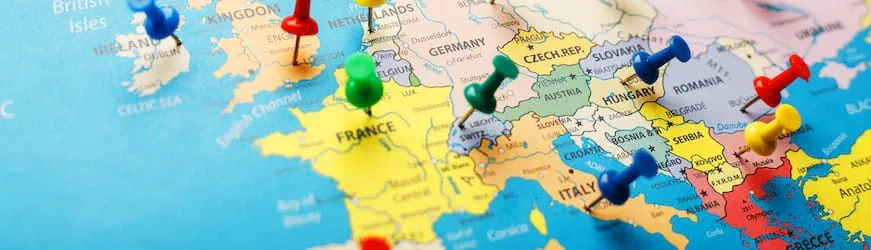 Un carte des différents pays d’Europe où partir travailler.