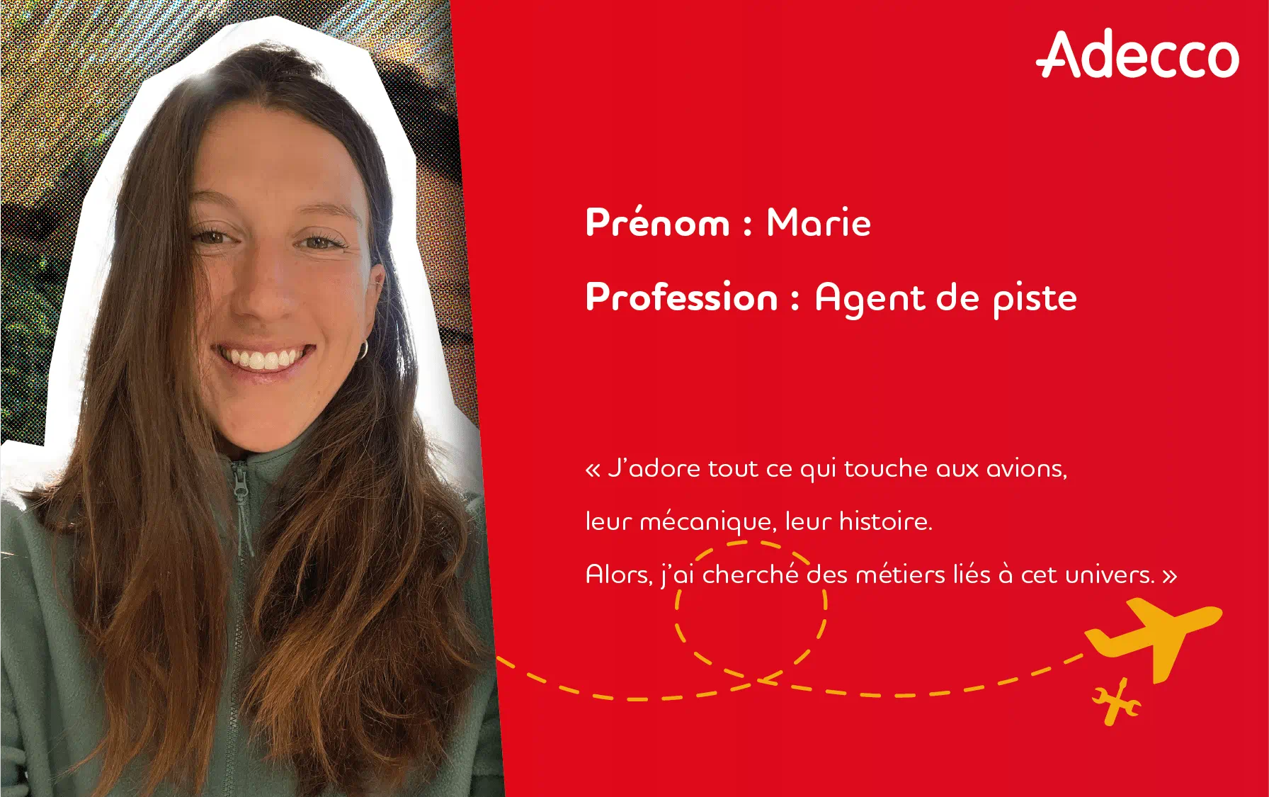 Mini infographie Marie agent de piste à l'aéroport de Nice avec Adecco Mini infographie Marie agent de piste à l'aéroport de Nice avec Adecco