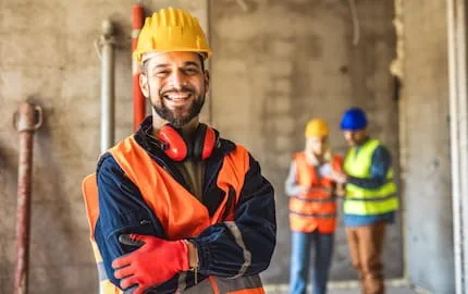 Un artisan du BTP et deux de ses salariés, en équipements de sécurité pour éviter les accidents du travail. Un artisan du BTP et deux de ses salariés, en équipements de sécurité pour éviter les accidents du travail.