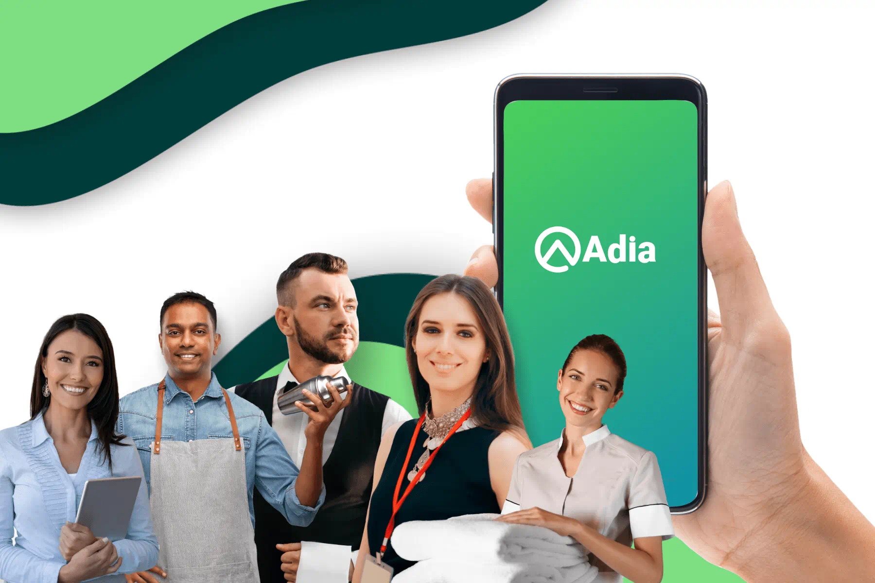 Logo di Adia visualizzato sullo schermo di uno smartphone