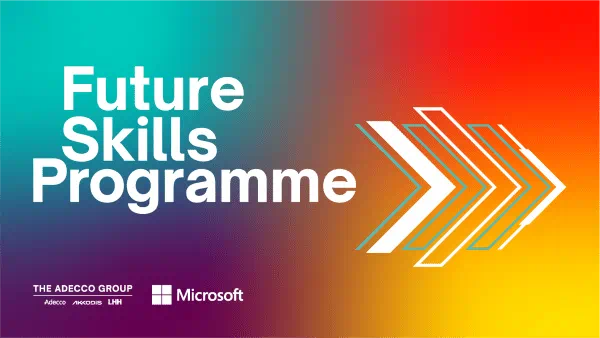 A promotional banner for the Future Skills Programme. The background features a gradient of dark green and blue tones with abstract geometric shapes in purple and blue. Centered prominently in large, bold black text is the title: "FUTURE SKILLS PROGRAMME." A promotional banner for the Future Skills Programme. The background features a gradient of dark green and blue tones with abstract geometric shapes in purple and blue. Centered prominently in large, bold black text is the title: "FUTURE SKILLS PROGRAMME."