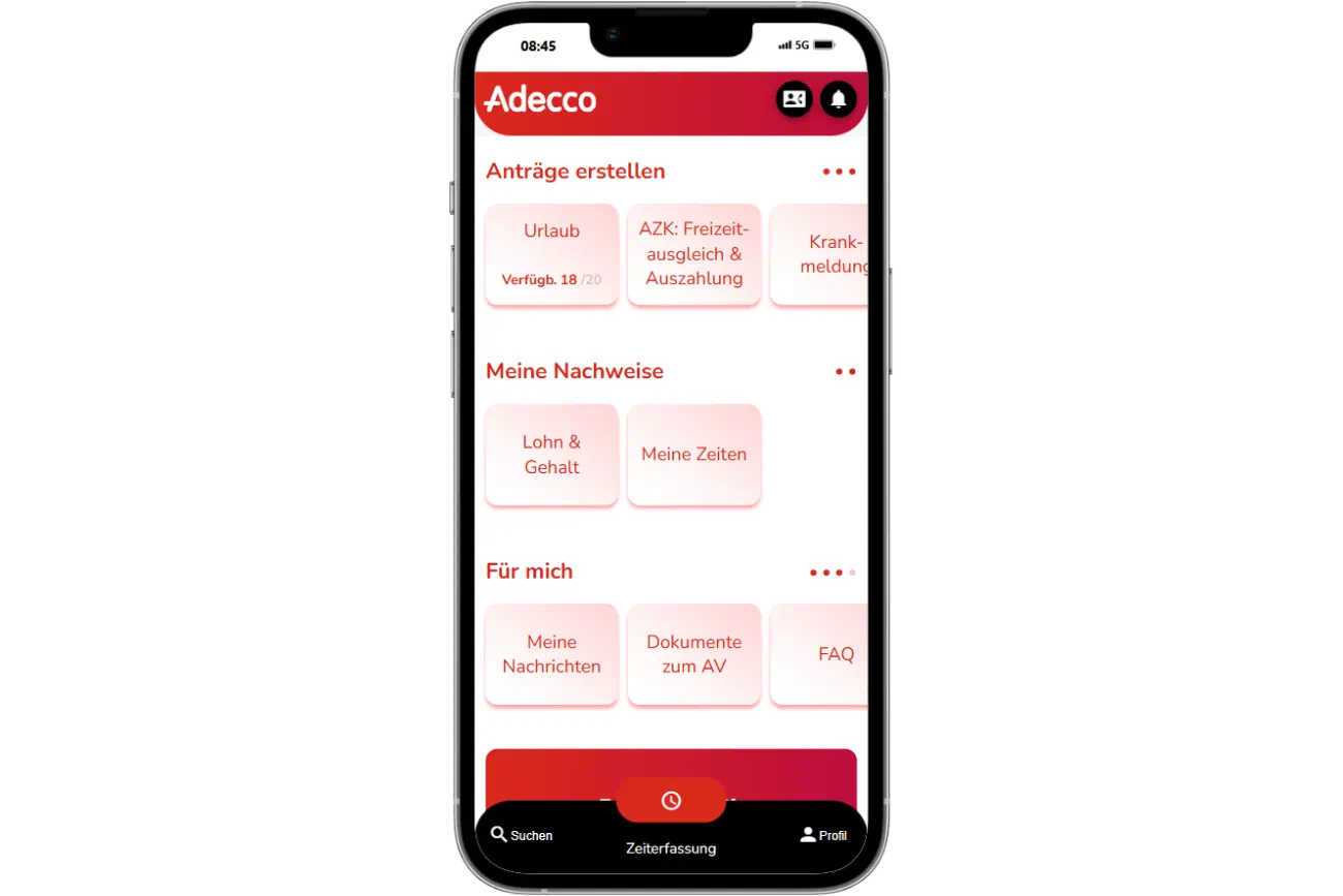Adecco App auf dem Smartphone Adecco App auf dem Smartphone