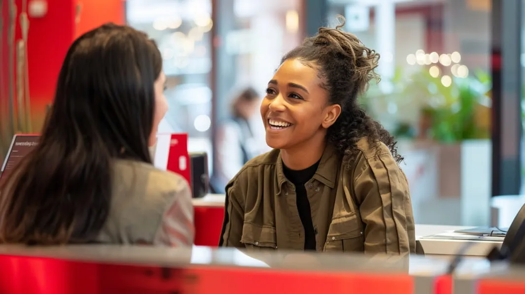 Vrouw lacht samen met collega