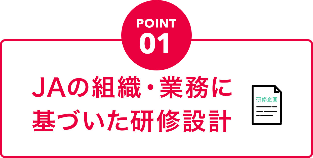 POINT01 JAの組織・業務に基づいた研修設計