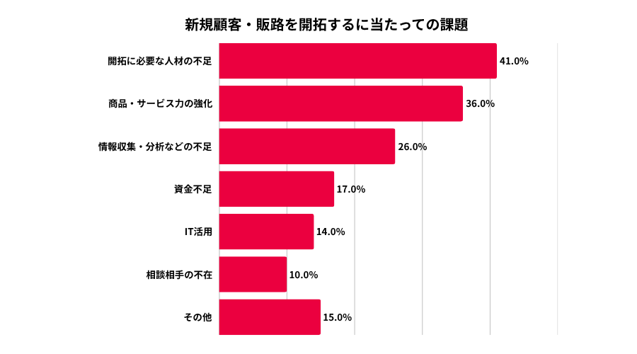 新規顧客・販路を開拓するに当たっての課題