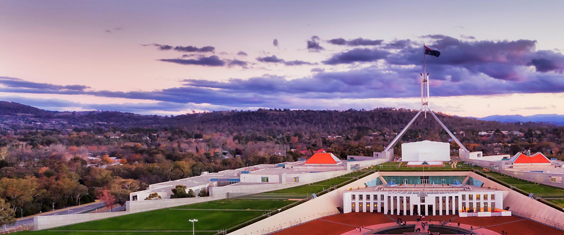 Aerial view of the Australian Parliament House in  Canberra