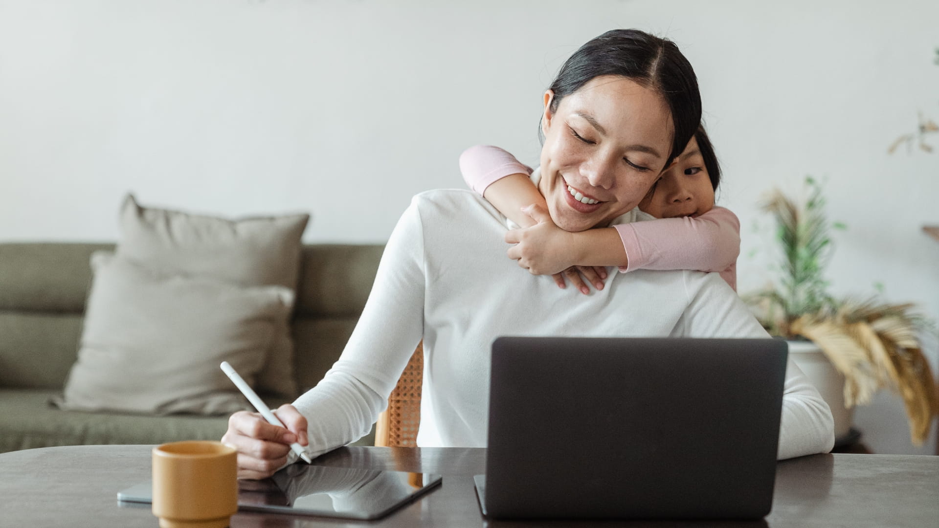 professional mom working alongside her daughter professional mom working alongside her daughter