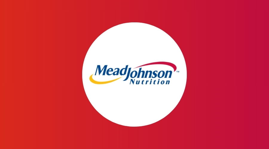 Mead Johnson logo met een rode achtergrond