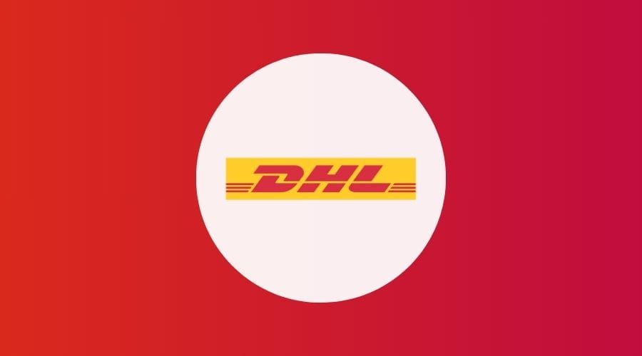 DHL logo met een rode achtergrond