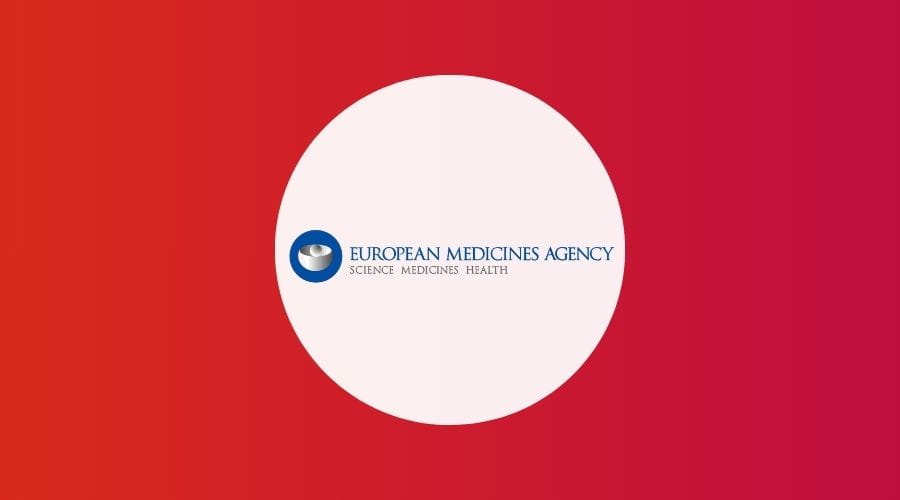 EMA logo met een rode achtergrond