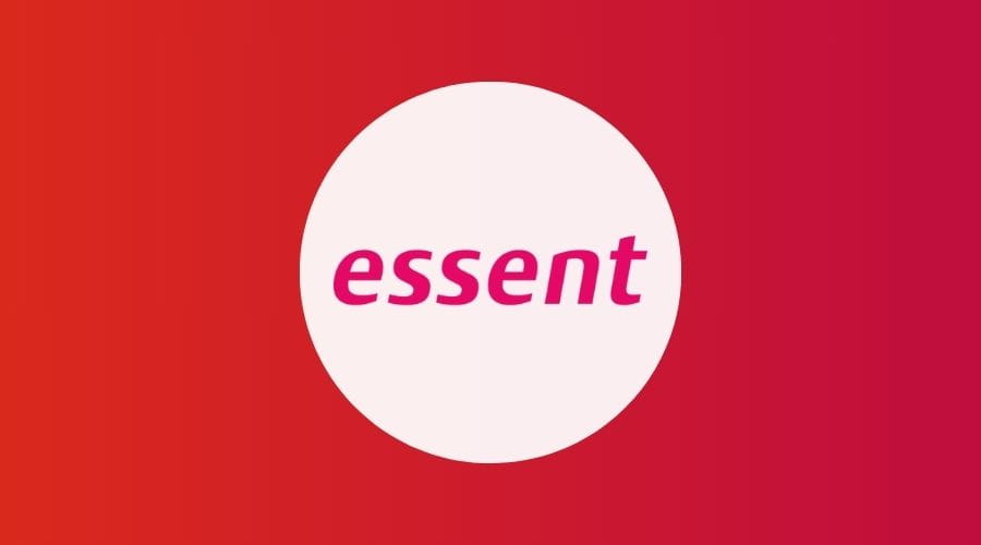 Essent logo met een rode achtergrond