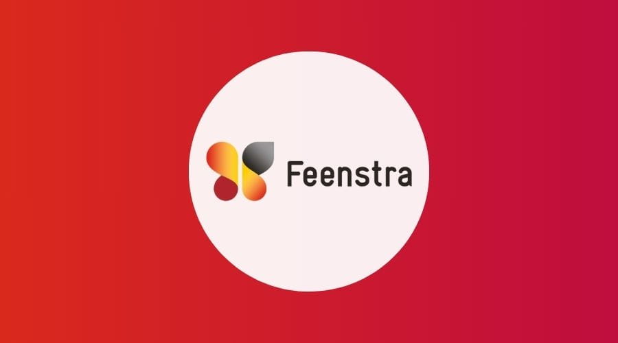  Feenstra logo met een rode achtergrond