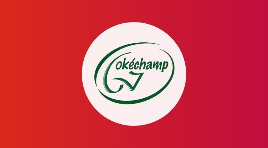 Okechamp logo met een rode achtergrond