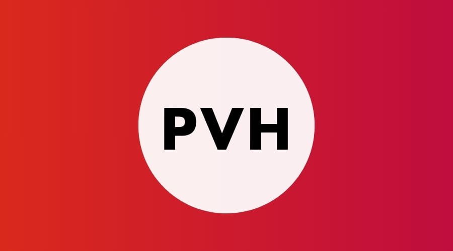 PVH logo met een rode achtergrond