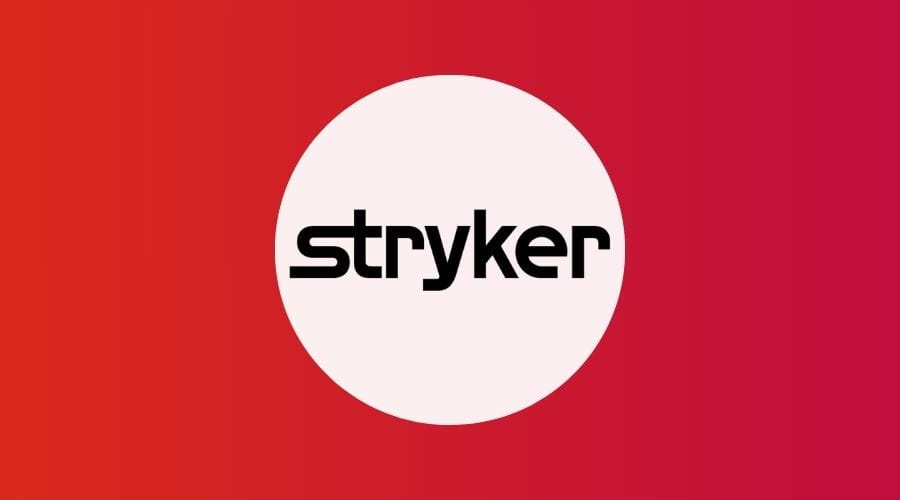 Stryker logo met een rode achtergrond