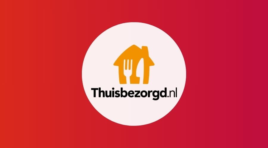 Thuisbezorgd logo met een rode achtergrond