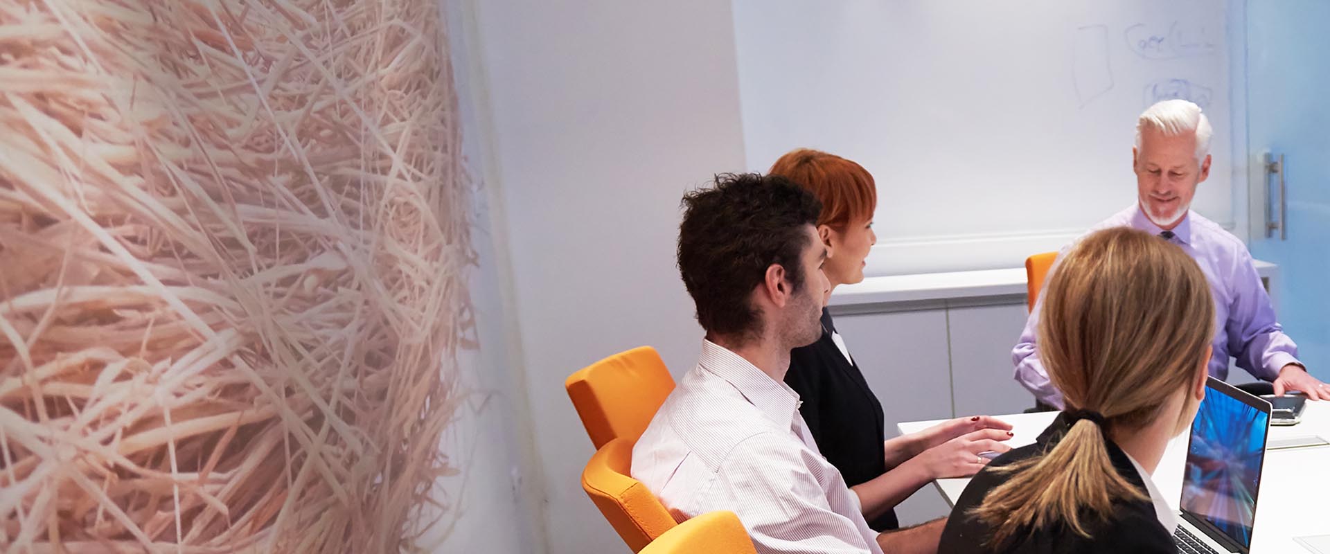 Senior executive leading a business meeting with colleagues