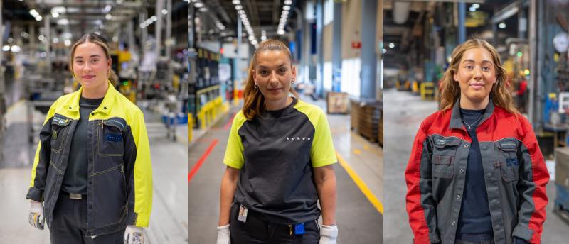 3 kvinnliga medarbetare på Volvo i Skövde  