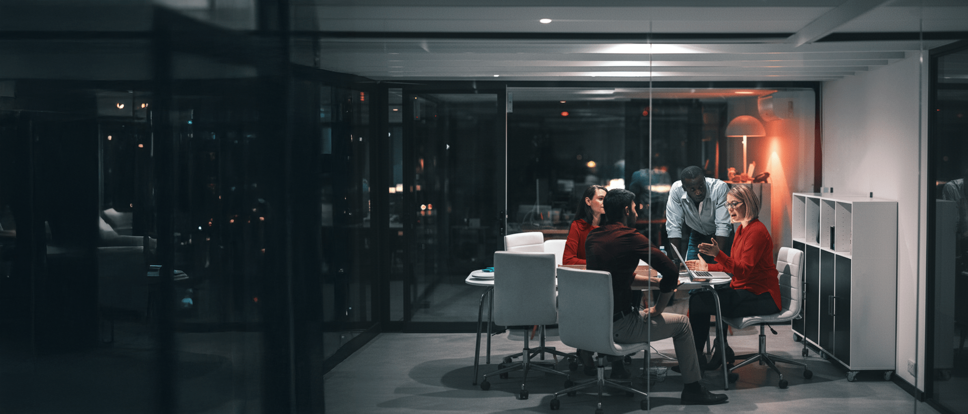 Office team working late
