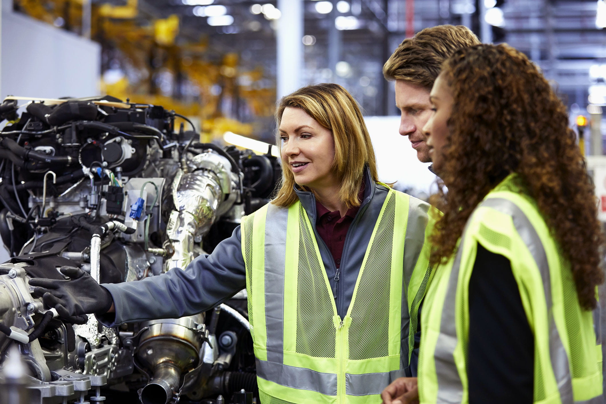 workers at auto plant