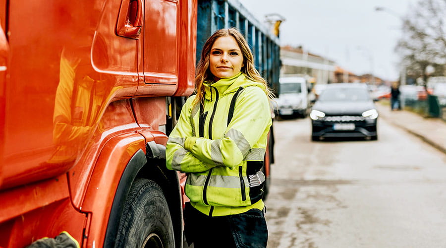  Construction worker standing near truck on site