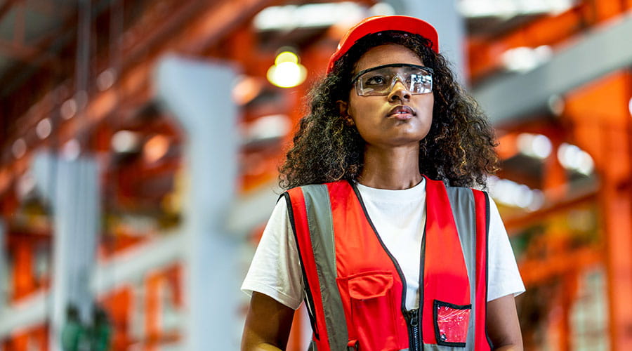  Engineer wearing safety vest in factory