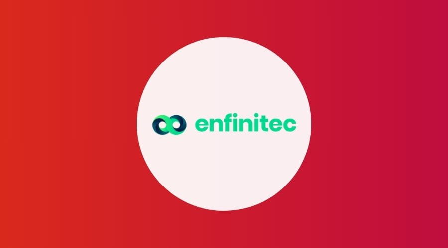 Enfinitec logo met een rode achtergrond