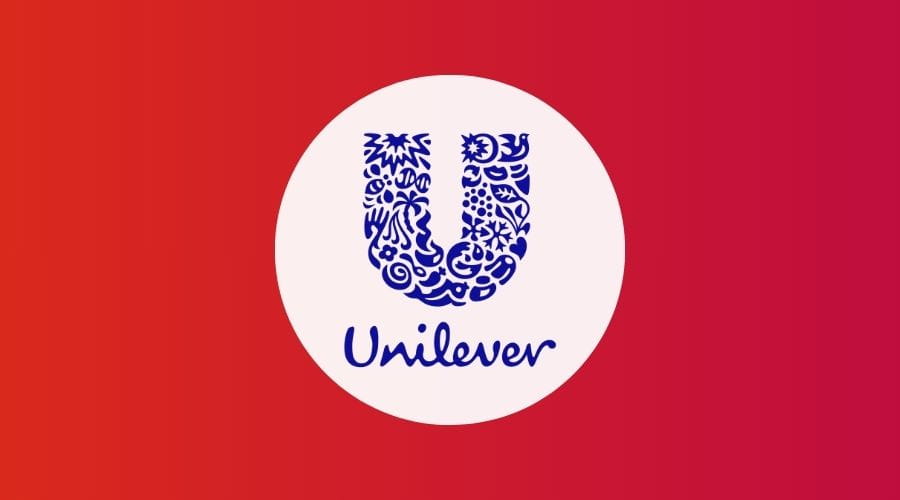 Unilever logo met een rode achtergrond