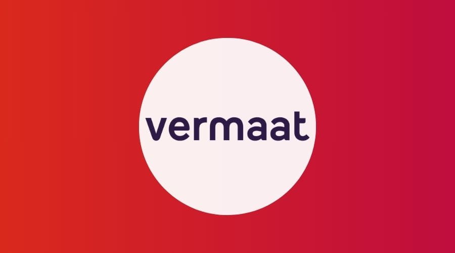 Vermaat logo met een rode achtergrond